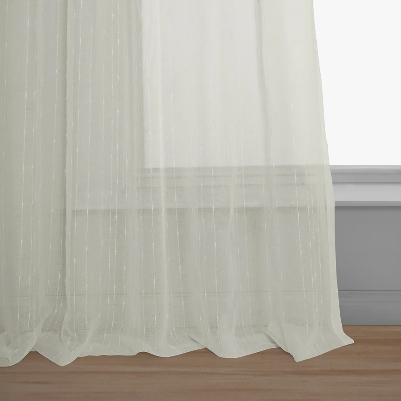 Half Price Drapes Montpellier Striped Patterned Faux Linen Sheer Curtain