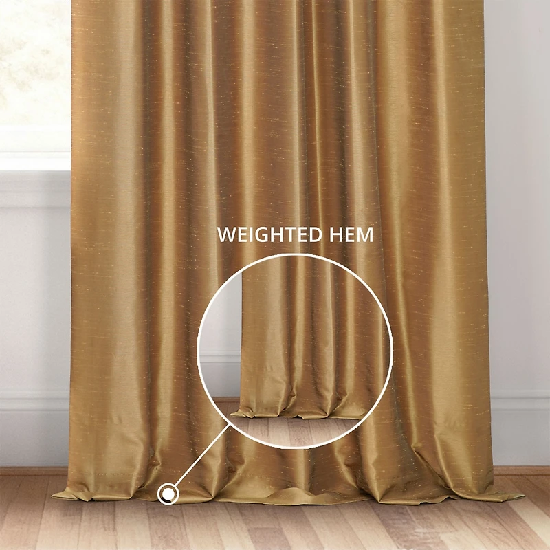 Half Price Drapes Mist Greige Vintage Textured Faux Dupioni Silk Curtain
