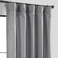 Half Price Drapes Storm Grey Vintage Textured Faux Dupioni Silk Curtain