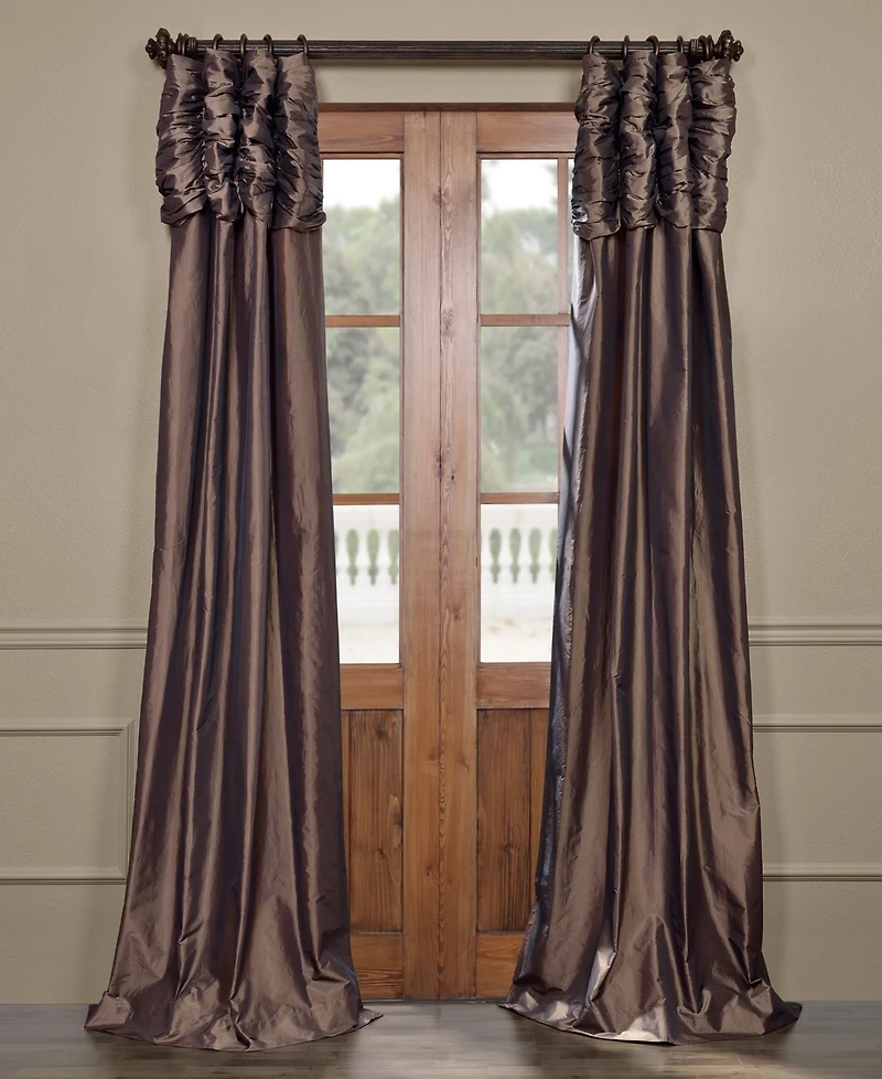 Half Price Drapes Ruched Solid Faux Silk Taffeta Room Darkening Curtain
