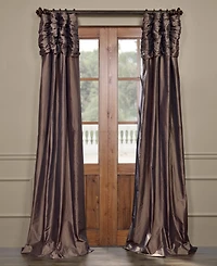Half Price Drapes Ruched Solid Faux Silk Taffeta Room Darkening Curtain