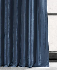 Half Price Drapes Navy Blue Faux Silk Taffeta Blackout Curtain