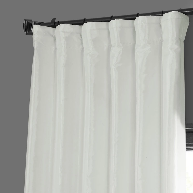 Half Price Drapes Eggshell Faux Silk Taffeta Blackout Curtain