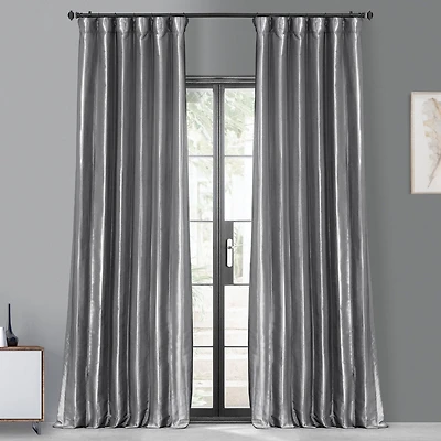 Half Price Drapes Platinum Faux Silk Taffeta Blackout Curtain