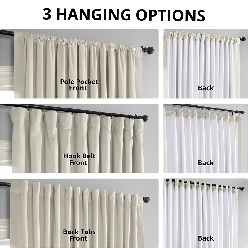 Half Price Drapes Warm Off White Signature Extra Wide Velvet Blackout Curtain