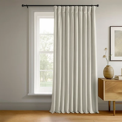 Half Price Drapes Warm Off White Signature Extra Wide Velvet Blackout Curtain