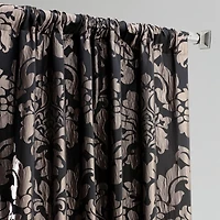 Half Price Drapes Astoria Black & Pewter Damask Faux Silk Jacquard Room Darkening Curtain