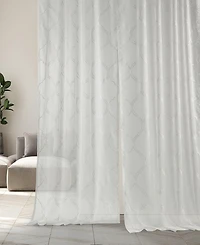 Half Price Drapes Florentina White Embroidered Geometric Sheer Curtain