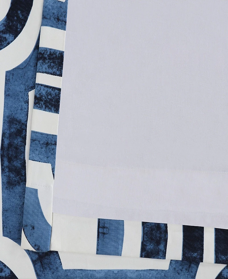 Half Price Drapes Mecca Blue Geometric Printed Cotton Room Darkening Curtain