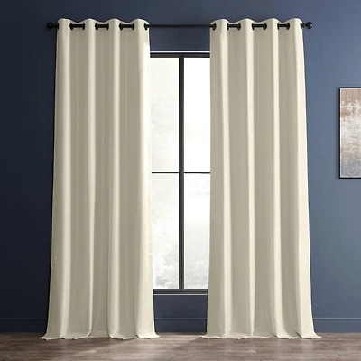 Half Price Drapes Off White Grommet Vintage Textured Faux Dupioni Silk Blackout Curtain