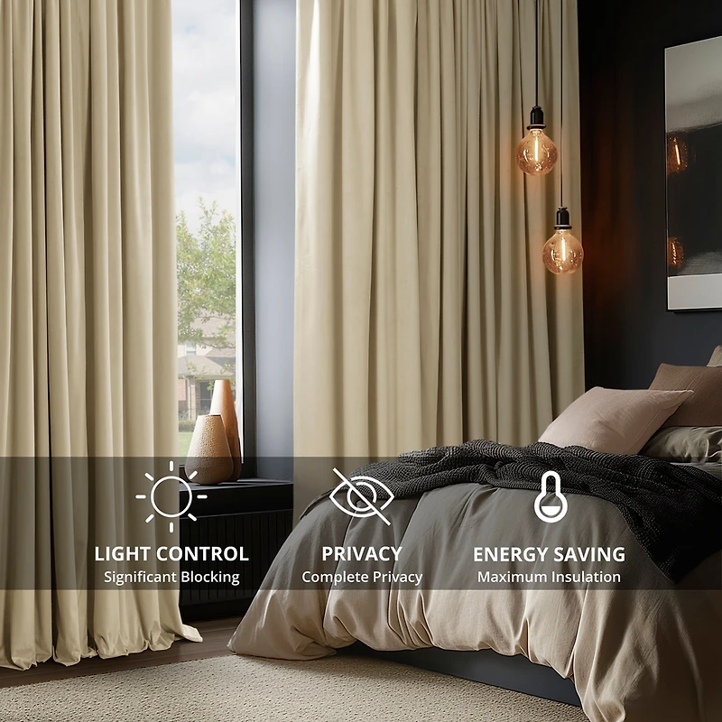 Half Price Drapes Neutral Ground Signature Velvet Blackout Curtain