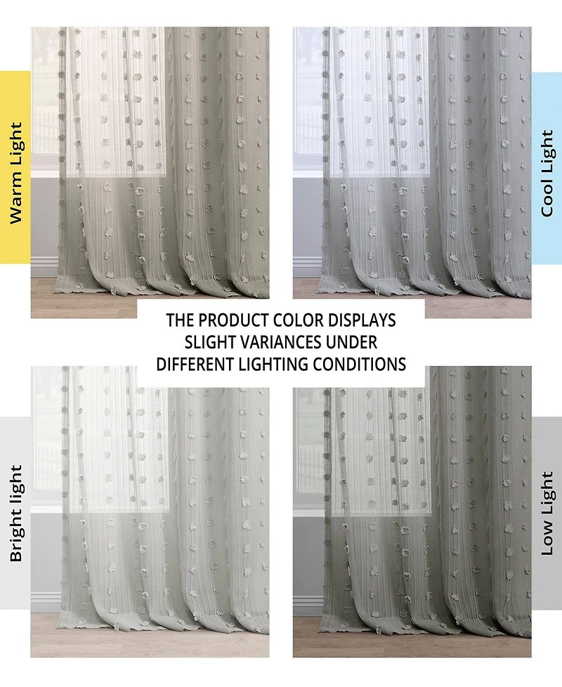 Half Price Drapes Geometric Patterned Faux Linen Sheer Curtain