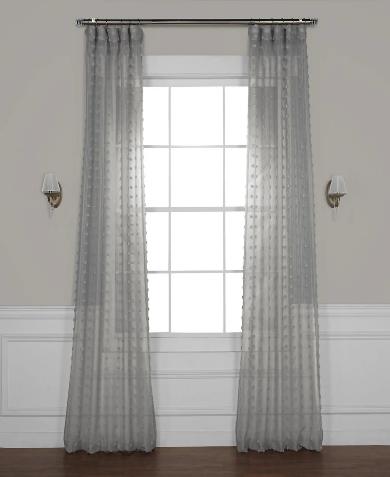 Half Price Drapes Geometric Patterned Faux Linen Sheer Curtain