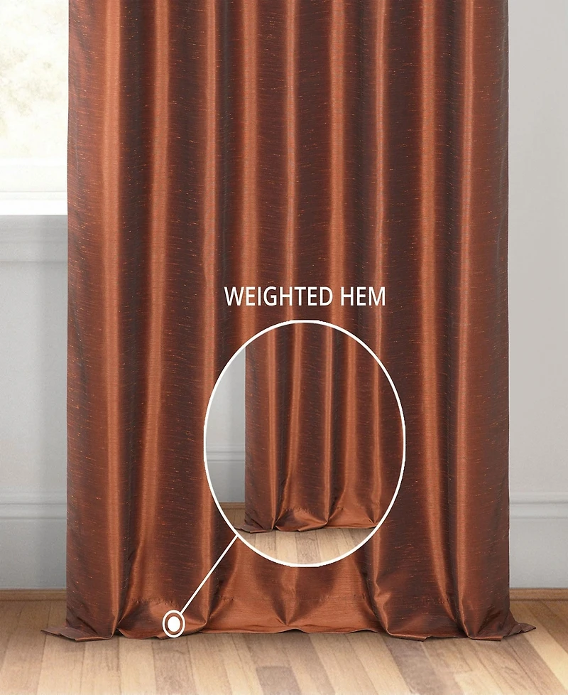 Half Price Drapes Copper Kettle Vintage Textured Faux Dupioni Silk Blackout Curtain