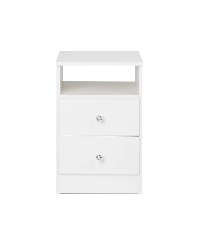 Prepac Astrid 2-Drawer Nightstand with Acrylic Knobs