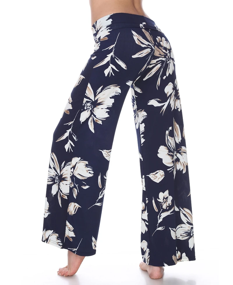 White Mark Flower Print Palazzo Pants