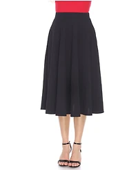 White Mark Flared Midi Skirt with Pockets
