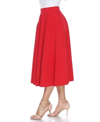 White Mark Flared Midi Skirt with Pockets