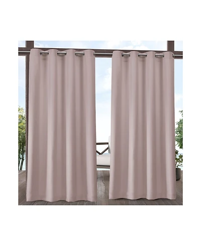 Exclusive Home Delano Heavyweight Textured Indoor/Outdoor Grommet Top Curtain Panel Pair, 54" x 84"
