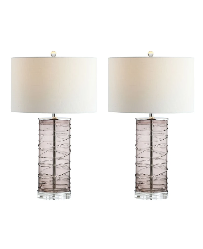 Jonathan Y Cole 27.5" Modern Fused Glass Cylinder Led Table Lamp - Set of 2