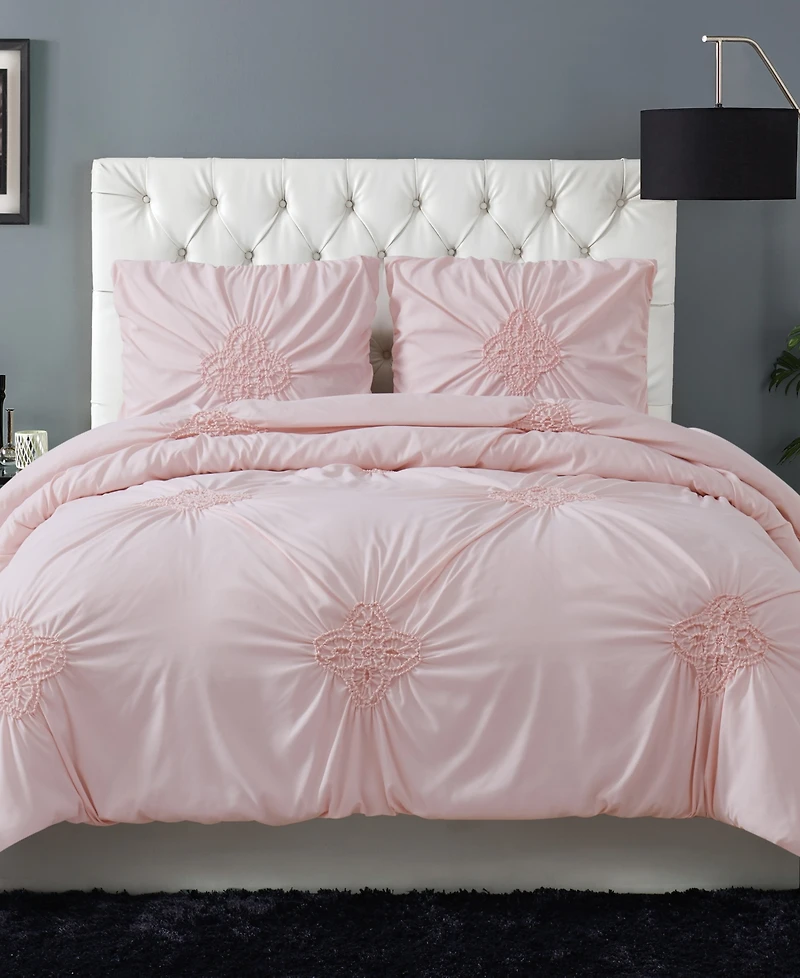 Christian Sirano New York Georgia Rouched 3 Piece Comforter Set, Full/Queen