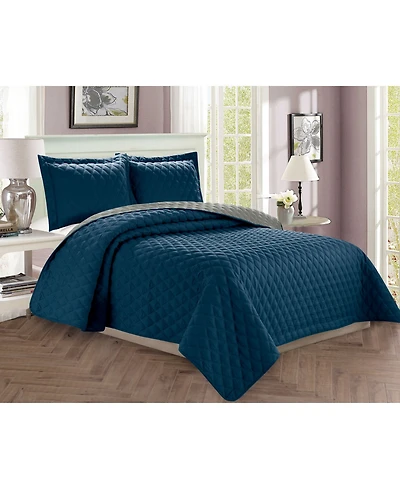 Elegant Comfort Luxury Diamond Design 3-Pc. Quilted Coverlet Set, Full/Queen