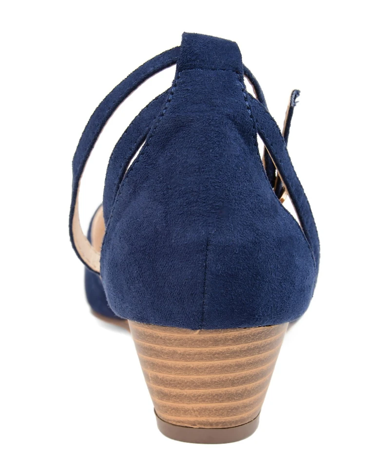 Journee Collection Women's Arkie Pointed Toe Ankle Strap Wedges