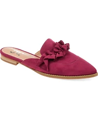 Journee Collection Women's Kessie Ruffle Pointed Toe Slip On Mules