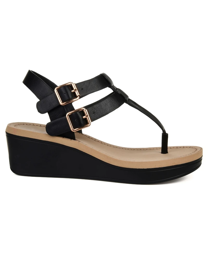 Journee Collection Women's Bianca Double Buckle Platform Wedge Sandals