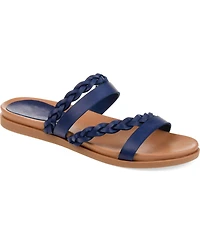 Journee Collection Women's Colette Braided Strappy Open Toe Flat Sandals
