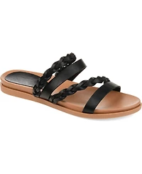 Journee Collection Women's Colette Braided Strappy Open Toe Flat Sandals