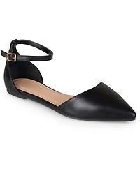 Journee Collection Women's Reba Ankle Strap Pointed Toe Flats