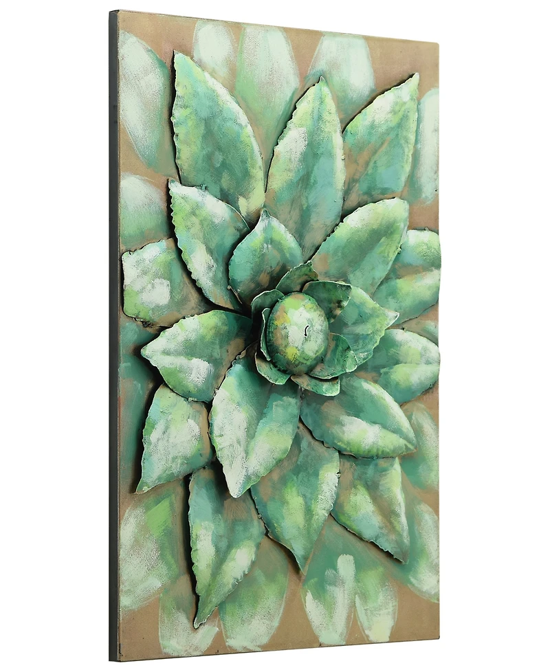 Empire Art Direct 'Succulent 2' Mixed Media Iron Hand Painted Dimensional Wall Sculpture - 24" x 16"