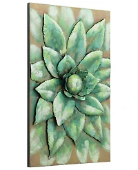 Empire Art Direct 'Succulent 2' Mixed Media Iron Hand Painted Dimensional Wall Sculpture - 24" x 16"