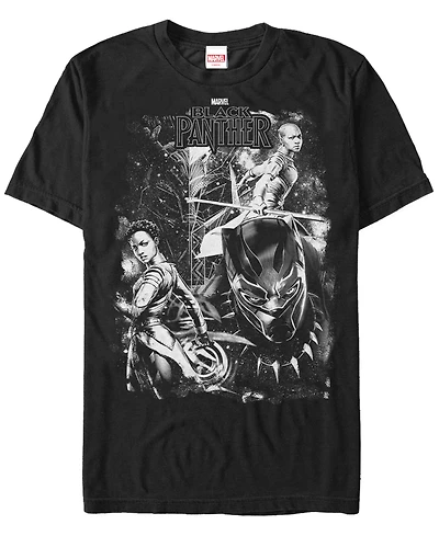 Marvel Men's Black Panther Group Action Pose Short Sleeve T-Shirt
