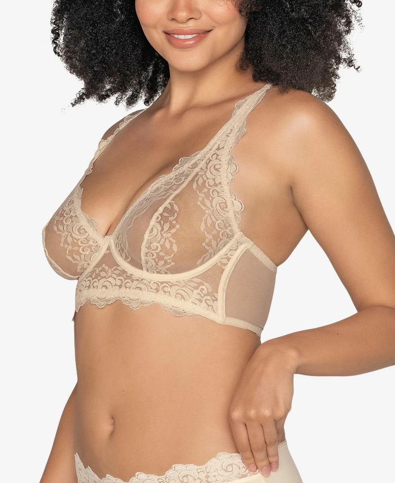 Leonisa Sheer Lace Bustier Bralette Lingerie with Underwire