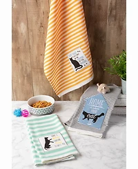 Design Imports Asst Cats Meow Embellished Dishtowel Set of 3