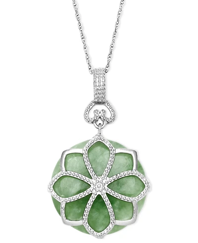 Dyed Jade Flower Pendant (21 ct. t.w.) Set in Sterling Silver
