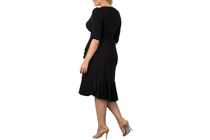 Kiyonna Women's Plus Whimsy Ruffled Midi Wrap Dress