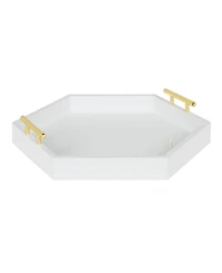 Kate and Laurel Lipton Hexagon Decorative Tray with Metal Handles - 18" x 18"