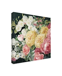 Danhui Nai Antique Roses on Black Crop Canvas Art - 36.5" x 48"