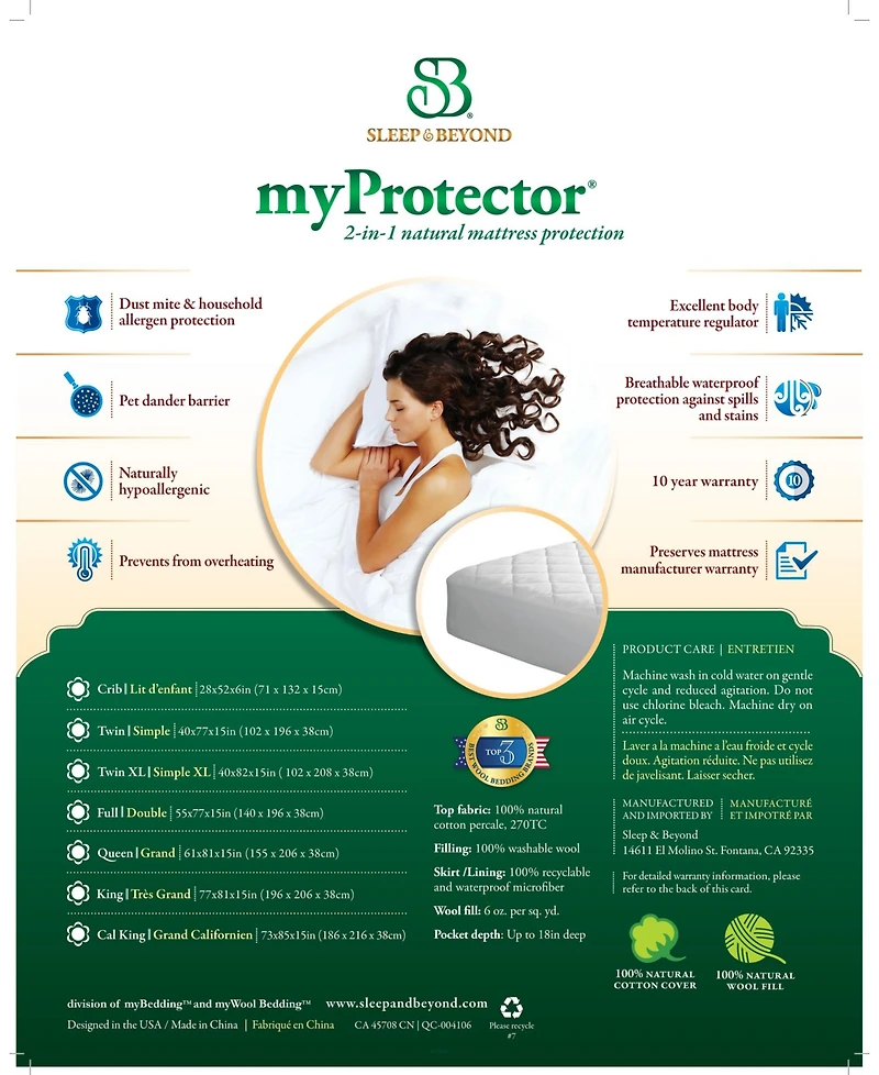 Sleep & Beyond Myprotector 2-in-1 Ultimate Washable Mattress Protector