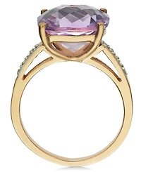 Pink Amethyst (6-1/10 ct. t.w.) & Diamond (1/10 ct. t.w.) Ring in 14k Rose Gold