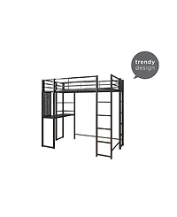 EveryRoom Alix Twin Metal Loft Bed with Desk