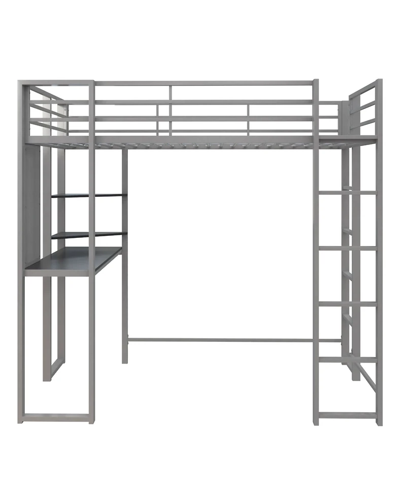 EveryRoom Alix Twin Metal Loft Bed with Desk