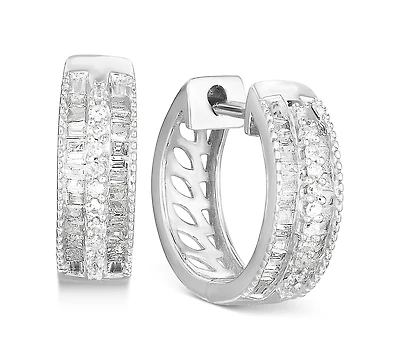 Diamond Hoop Earrings (1/4 ct. t.w.) in Sterling Silver