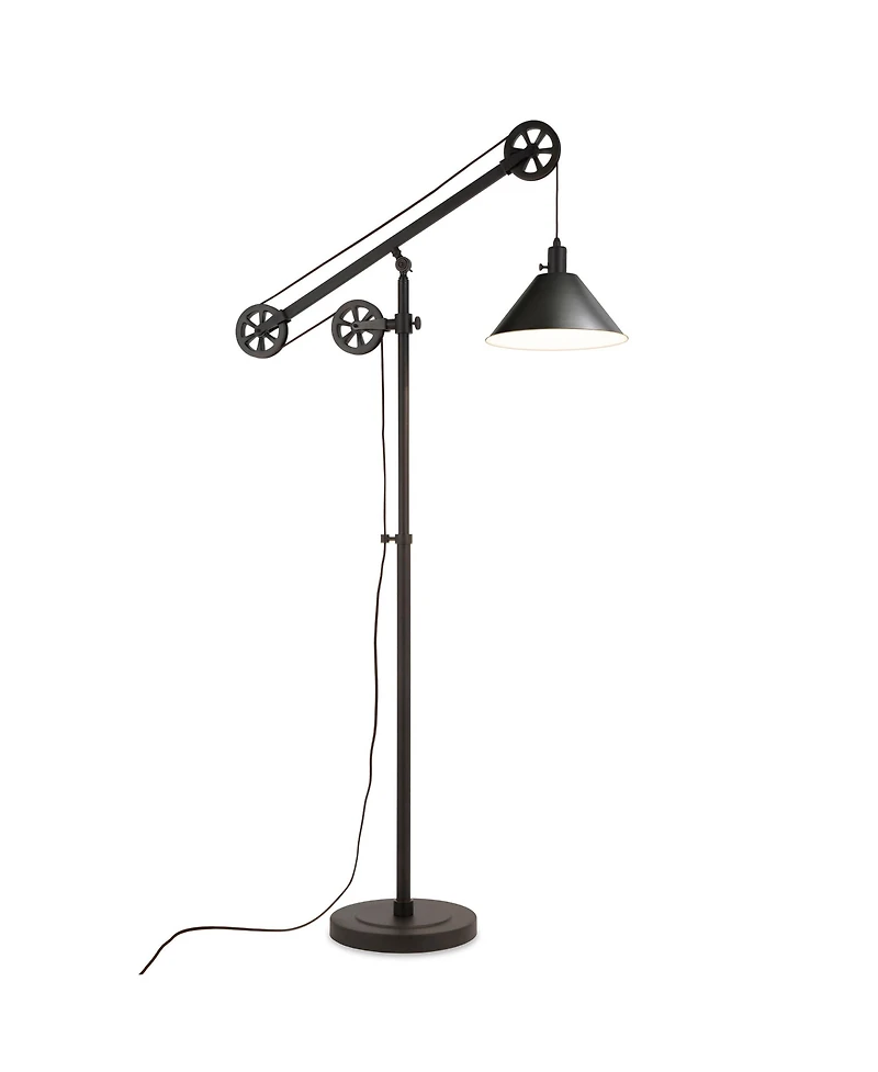 Hudson & Canal Descartes Floor Lamp In Blackened Bronze With Pulley System