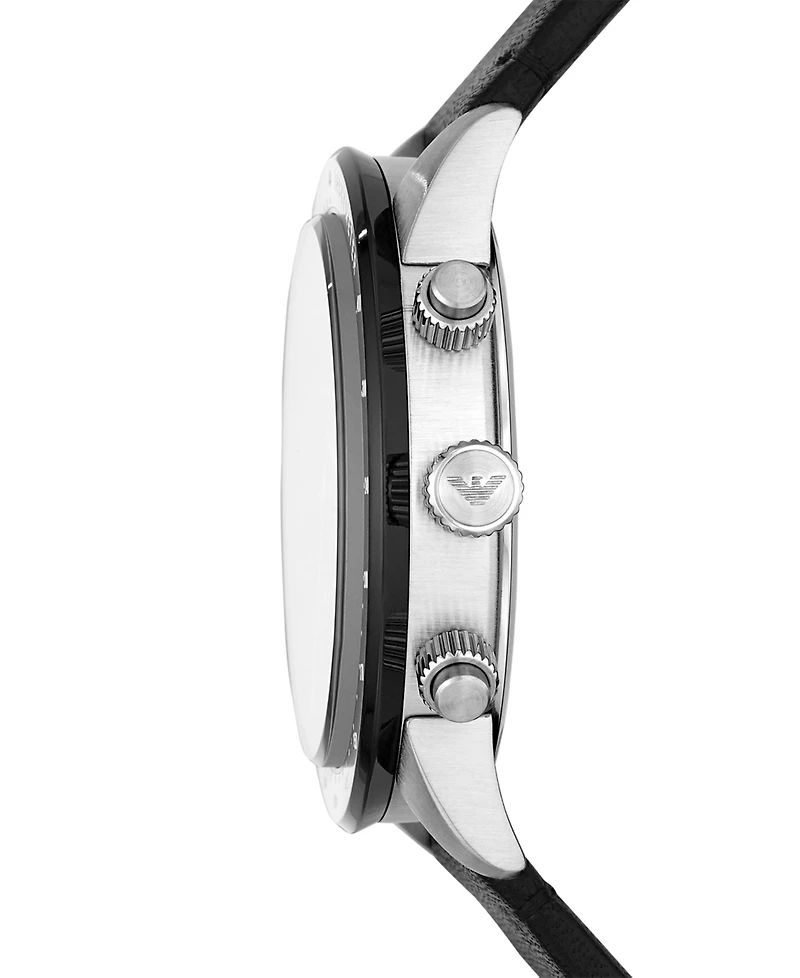 Emporio Armani Men's Chronograph Black Leather Strap Watch 43mm