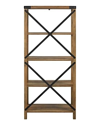 Walker Edison Farmhouse Metal X Bookcase