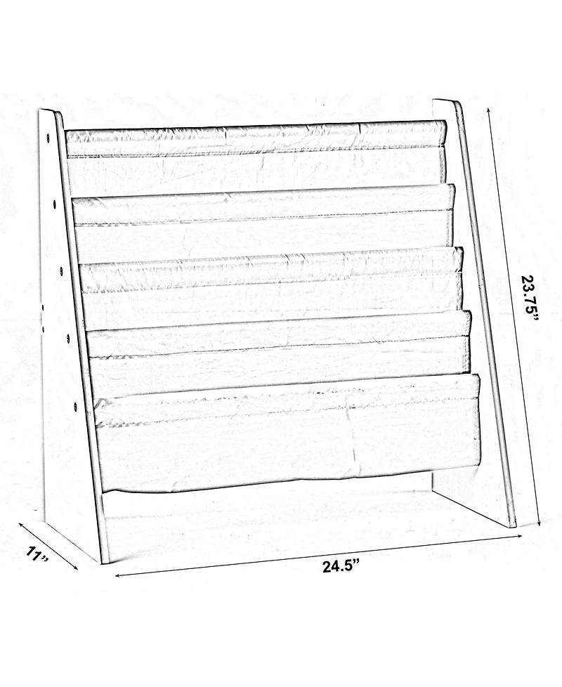 Basicwise 4 Tiered Colorful Lined Kids' Sling Magazine Book Rack